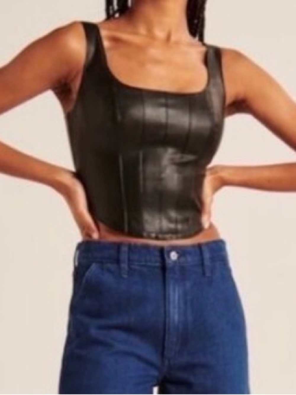 Abercrombie & Fitch Black Faux Leather Tank Top